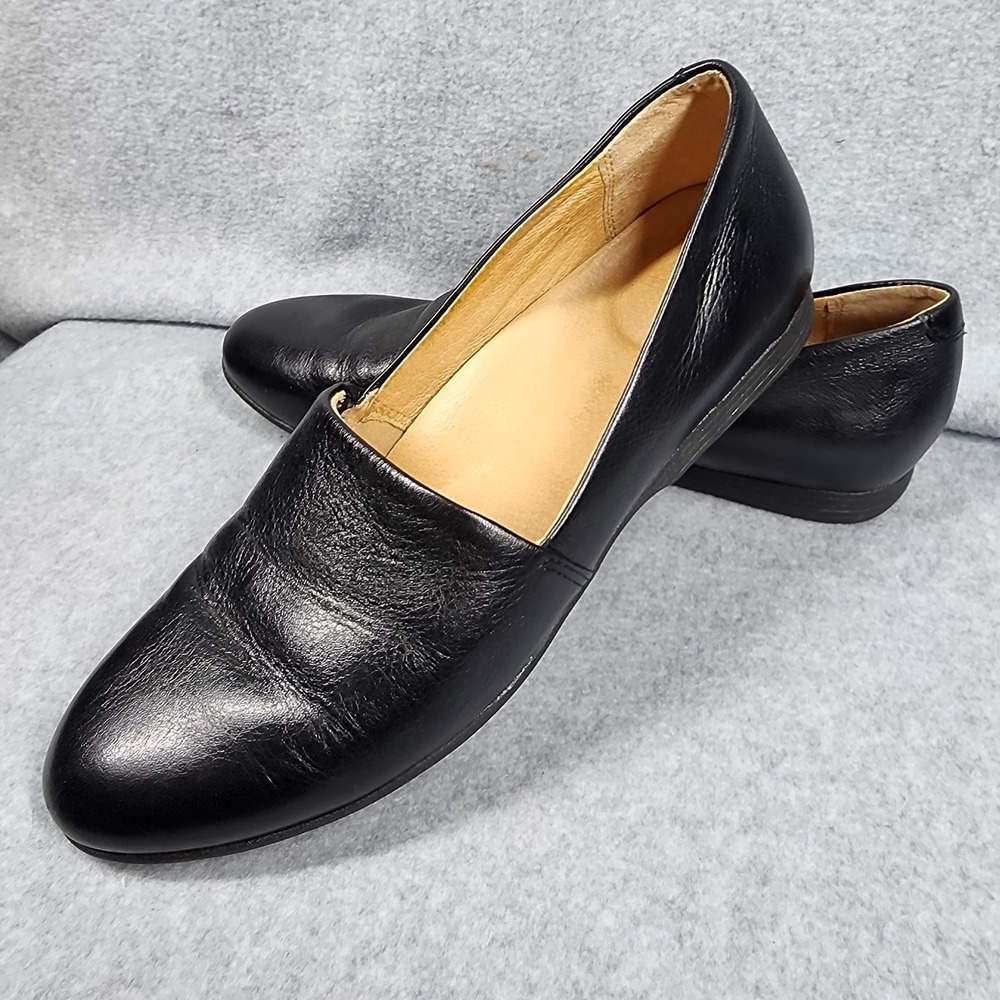 Dansko Shoes Womens Size 7.5 Larisa Black Leather Slip On‎ Flats Comfort Work